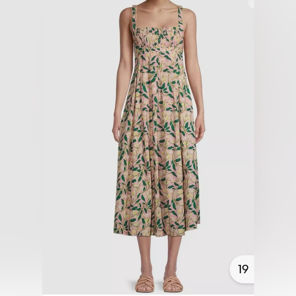 Agua Bendita Pink Gardenias Midi Dress size XS